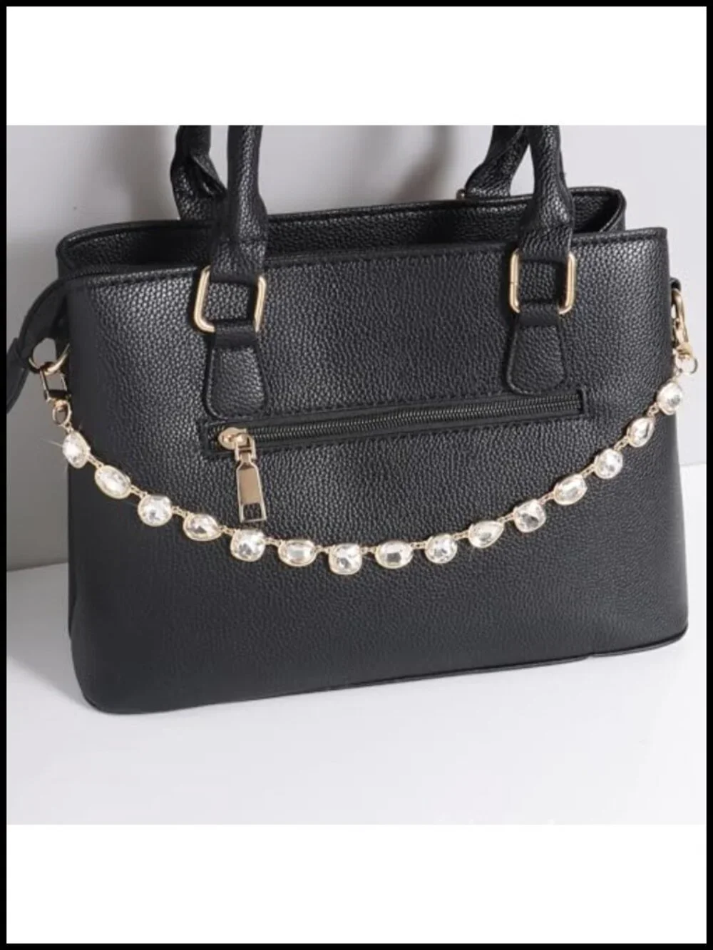 Rhinestone Purse Bag Chain Charm - Gold Plated Keychain